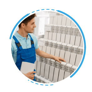 plumber chooses heating radiators